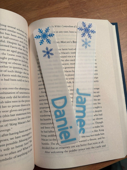 Individual Personalized Name Bookmarks with snowflake 3D printed/ Vinyl