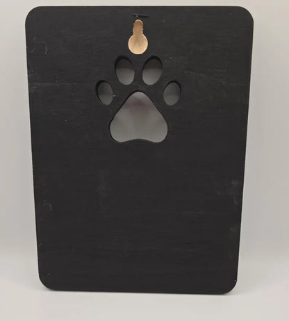 Personalized Dog Leash Holder – Black & Gold Paw Print Wall Hook