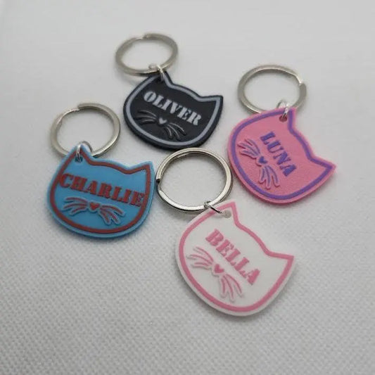 Personalized Cat-Shaped Name Keychains – Custom 3D Printed Tags for Cat Lovers