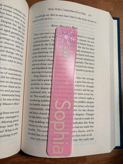 Individual Personalized Name Bookmarks with snowflake 3D printed/ Vinyl