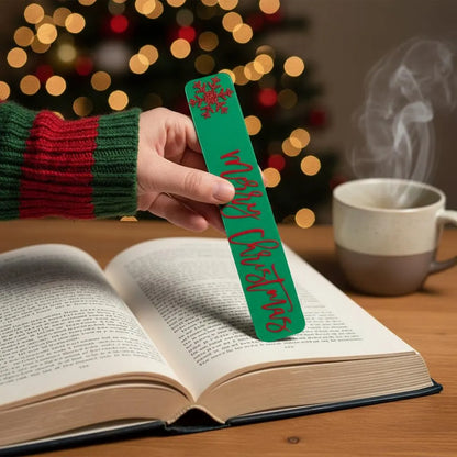 Merry Christmas bookmark with glitter snowflake