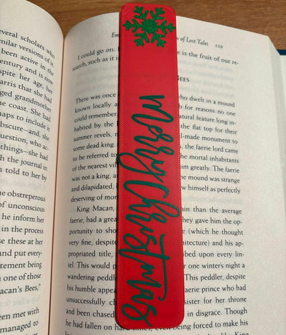 Merry Christmas bookmark with glitter snowflake