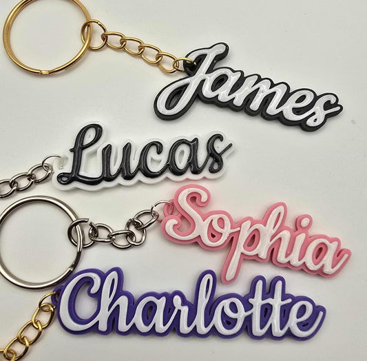 Personalized Name Keychain | Custom 3D Printed Name Keychain with Holographic Backing Uv Finish