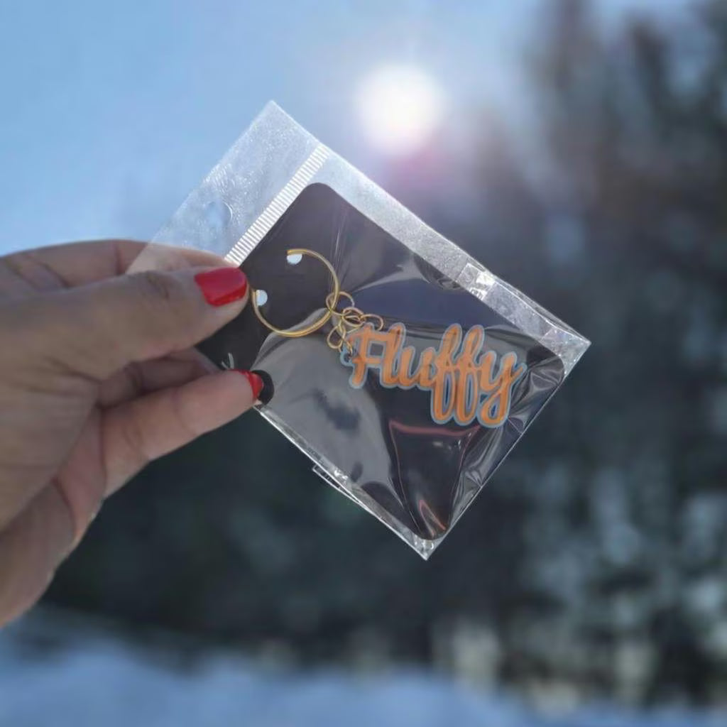 Custom 3D Printed Name Keychain with Holographic Backing and Uv Finish