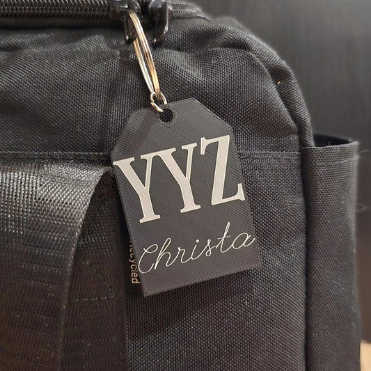 Personalized Luggage Tag | Custom Black Travel Tag | Airport Code Keychain Gift