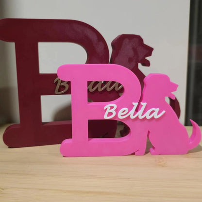 3D Printed Pet Initial Sign | Custom Dog Letter Decor | Personalized Name Display