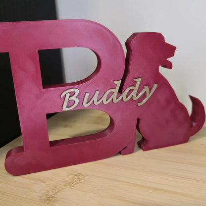 3D Printed Pet Initial Sign | Custom Dog Letter Decor | Personalized Name Display