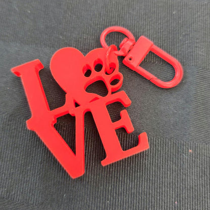 LOVE Paw Print Keychain