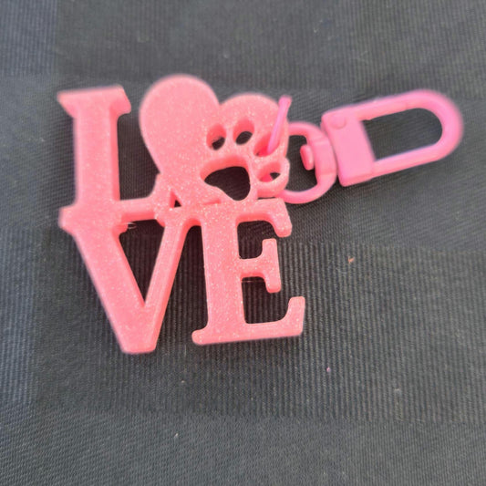 LOVE Paw Print Keychain