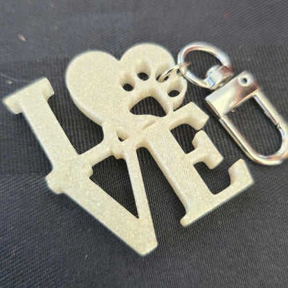 LOVE Paw Print Keychain
