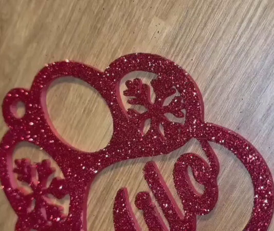 Custom Dog Paw Print Ornament – Personalized Pet Name Christmas Tree Decoration for Dog Lovers